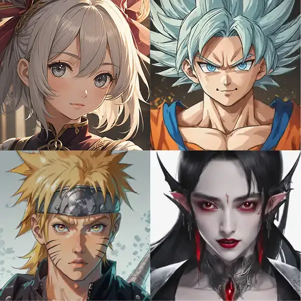 AI-Generated Close-up of four fictional characters